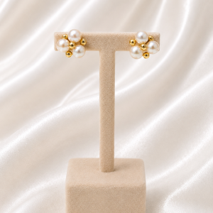Pendientes Flor Perla Dorados