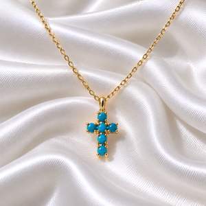 Collar Cruz Turquesa.