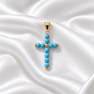 Colgante Cruz de Piedra Turquesa.
