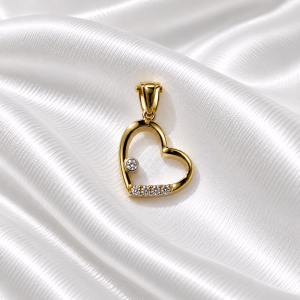 Colgante Corazón de Oro con Circonita.