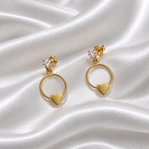 Pendientes Aro Corazón de Oro.