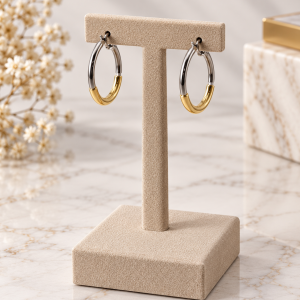 Pendientes de aro bicolor.